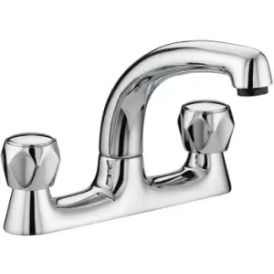 Club Chrome Deck Kitchen Sink Mixer Tap with Metal Heads - VAC2-DSM-C-MT - Chrome - Bristan