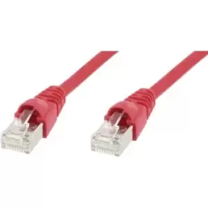 Telegaertner L00000A0074 RJ45 Network cable, patch cable CAT 6A S/FTP 0.50 m Red Flame-retardant, incl. detent, Flame-retardant, Halogen-free, UL-appr