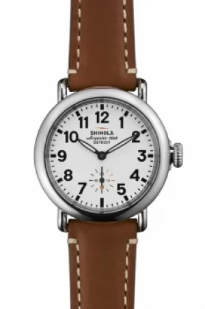 Unisex Shinola Runwell 36mm Brown Leather Strap Watch S0110000252