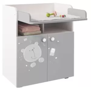 Kidsaw - Kudl Kids Changing Board Cupboard with Storage 1270, Teddy Print, White-Grey