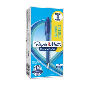 Paper Mate FlexGrip Retractable Ball Ballpoint Pen Fine 0.8mm Tip 0.3mm Line Pack of 12 Pens
