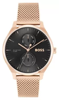 BOSS 1514104 Tyler (43mm) Black Dial / Rose Gold IP Watch