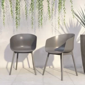 Novogratz Yorl XL Garden Patio Dining Chairs 2 Pack Charcoal Grey