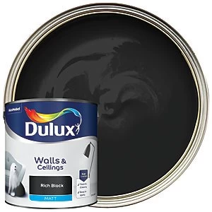 Dulux Walls & Ceilings Rich Black Matt Emulsion Paint 2.5L