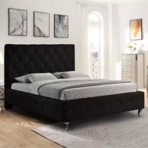 Barella Bed Double Plush Velvet Black