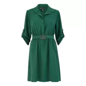 Mela London Green Circle Ring Belt Shirt Dress - Green