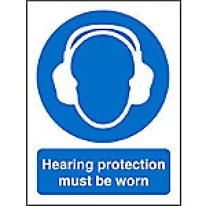 Mandatory Sign Hearing Protection Plastic 20 x 15 cm