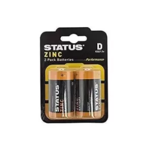 Status D Cell Zinc Batteries - 2 Pack