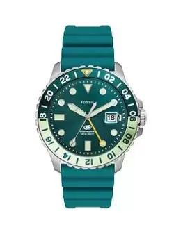 Fossil Blue GMT Oasis Silicone Watch, Blue, Men