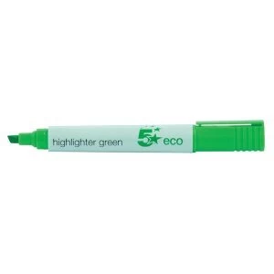 5 Star Eco Highlighter 1 5mm Line Green Pack 10