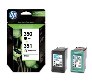 HP 350 Black and 351 Tri Colour Ink Cartridge Pack