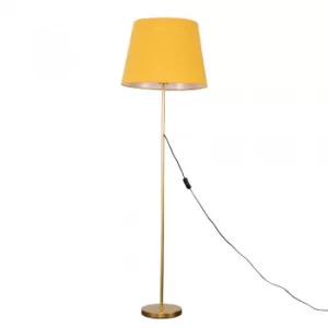 Charlie Gold Floor Lamp with XL Mustard Aspen Shade