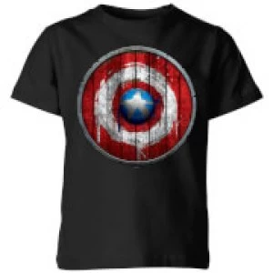 Marvel Captain America Wooden Shield Kids T-Shirt - Black - 5-6 Years