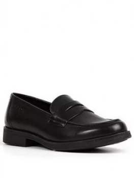 Geox Agata Leather School Loafers - Black, Size 1 Older