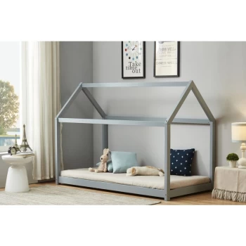 Birlea - Childrens House Bed Frame 3ft Single 90cm - Solid Pine - Grey