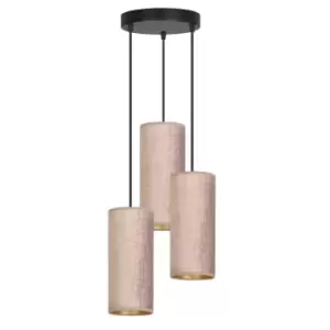 Bente Black Cluster Pendant Ceiling Light with Pink Fabric Shades, 3x E14