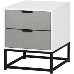 Bedside Cabinet with Metal Base and 2 Drawer Storage for Home Office - Homcom