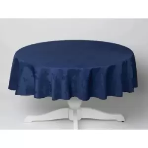 Homespace Direct - Damask Rose Tablecloth 70x90 Rectangle For Dining Table Easycare - Navy