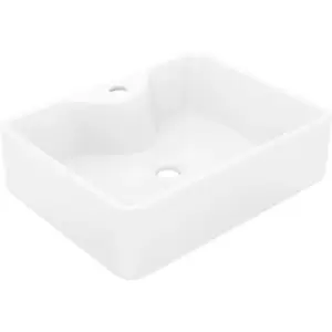 Ceramic Bathroom Sink Basin with Faucet Hole White Square vidaXL - White