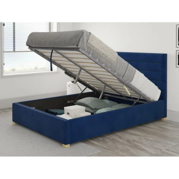 Kelly Ottoman Upholstered Bed, Plush Velvet, Navy - Ottoman Bed Size Double (135x190)