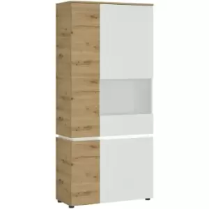 Luci 4 door tall display cabinet RH (including LED lighting) in White and Oak - Artisan Oak/Alpine White