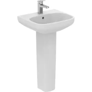 Ideal Standard i. life Basin and Pedestal 55cm 1 Tap Hole in White Ceramic