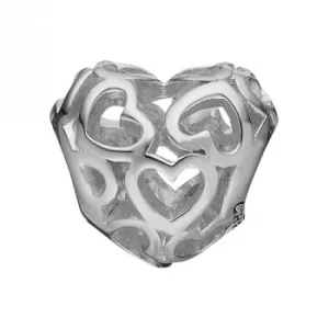 Ladies Christina Sterling Silver Heart Beat Love Bead Charm