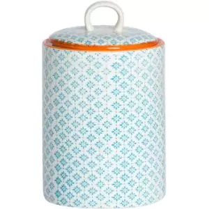 Nicola Spring - Hand-Printed Kitchen Canister - 15.5cm - Blue