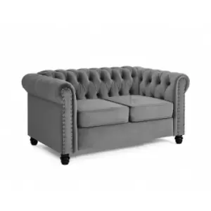 Home Detail - Chesterfield Studded Grey Velvet 2 Seater Sofa