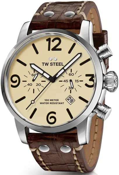 TW Steel Watch Maverick Chronograph 45mm - Cream TW-402