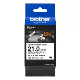 Brother HSe-251E Original Black on White Heat Shrink Label Tape 21mm x 1.5m