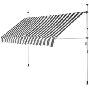 Clamp Awning Telescopic Balcony Canopy 150 - 400cm Retractable Sunshade 400cm (de), Weiß/Grau (de)