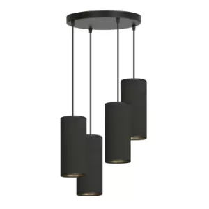 Bente Black Cluster Pendant Ceiling Light with Black Fabric Shades, 4x E14