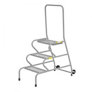 FORT Ladder with Handrail and Wheels 3 Steps Galvanised Capacity: 150 kg