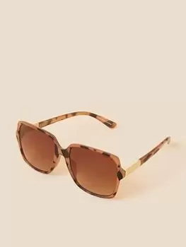 Accessorize Milky Tort Square Sunglasses, Brown, Women