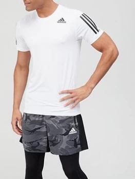 adidas 3 Stripe Techfit Baselayer Short Sleeve T-Shirt - White, Size XL, Men