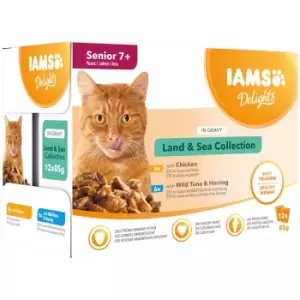 IAMS Delights Senior Land & Sea Collection in Gravy - Saver Pack: 48 x 85g