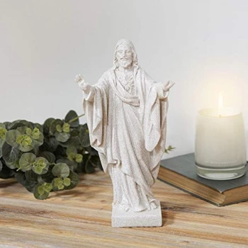 Faith & Hope Stone Finish Figurine - Sacred Heart Jesus