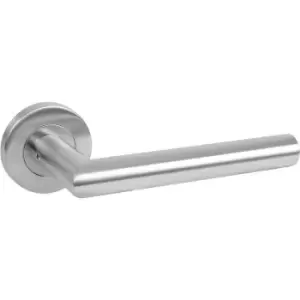 Eclipse Stainless Steel Lever On Rose Door Handles Satin (Pair) in Silver
