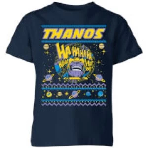 Thanos Christmas Knit Kids Christmas T-Shirt - Navy - 7-8 Years - Navy