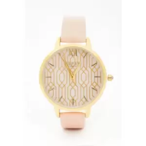 Lipsy Nude Strap Watch with Gold Pattern Dial