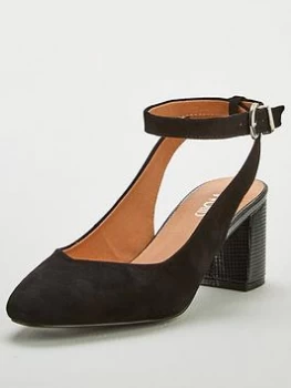 Wallis Ankle Strap Slingback Low Block Court Shoes - Black, Size 8, Women