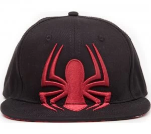 Spiderman Embroidered Logo Snapback Cap - Black