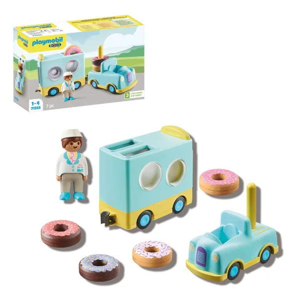 Playmobil 71325 1.2.3 Doughnut Truck With Stacking And Sorting Feature