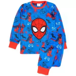 Spider-Man Childrens/Kids Fleece Long Pyjama Set (6-7 Years) (Blue/Red)
