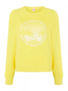 Juicy by Juicy Couture Long sleeve Crew Neck Palm Logo Terry Sweatshirt Yellow