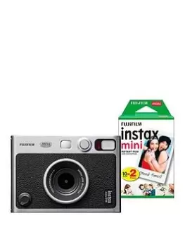 Fujifilm Instax Mini Evo Hybrid Instant Camera Inc 20 Shots - Black - Instant Camera With 20 Pack Of Film And Case