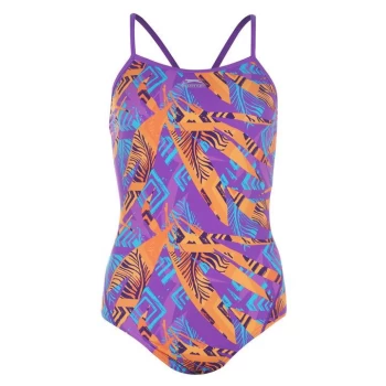 Slazenger Boundback Swimsuit Ladies - Purple/Print
