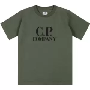CP COMPANY BoyS Goggle Logo T Shirt - Green