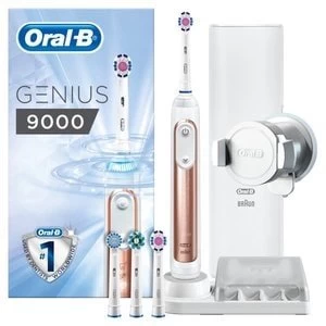 Oral B Genius 9000 Rose Gold Electric Toothbrush + 4 Heads